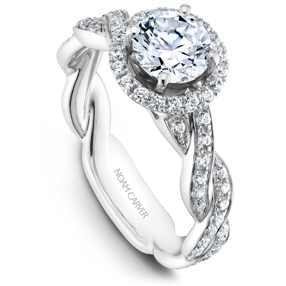 Noam Carver Twisted Shoulder Diamond Halo Engagement Ring B060-01A