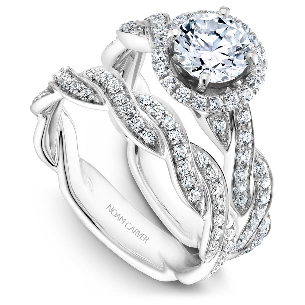 Noam Carver Twisted Shoulder Diamond Halo Engagement Ring B060-01A