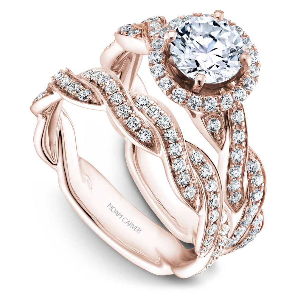 Noam Carver Twisted Shoulder Diamond Halo Engagement Ring B060-01A