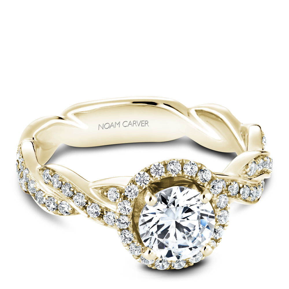 Noam Carver Twisted Shoulder Diamond Halo Engagement Ring B060-01A