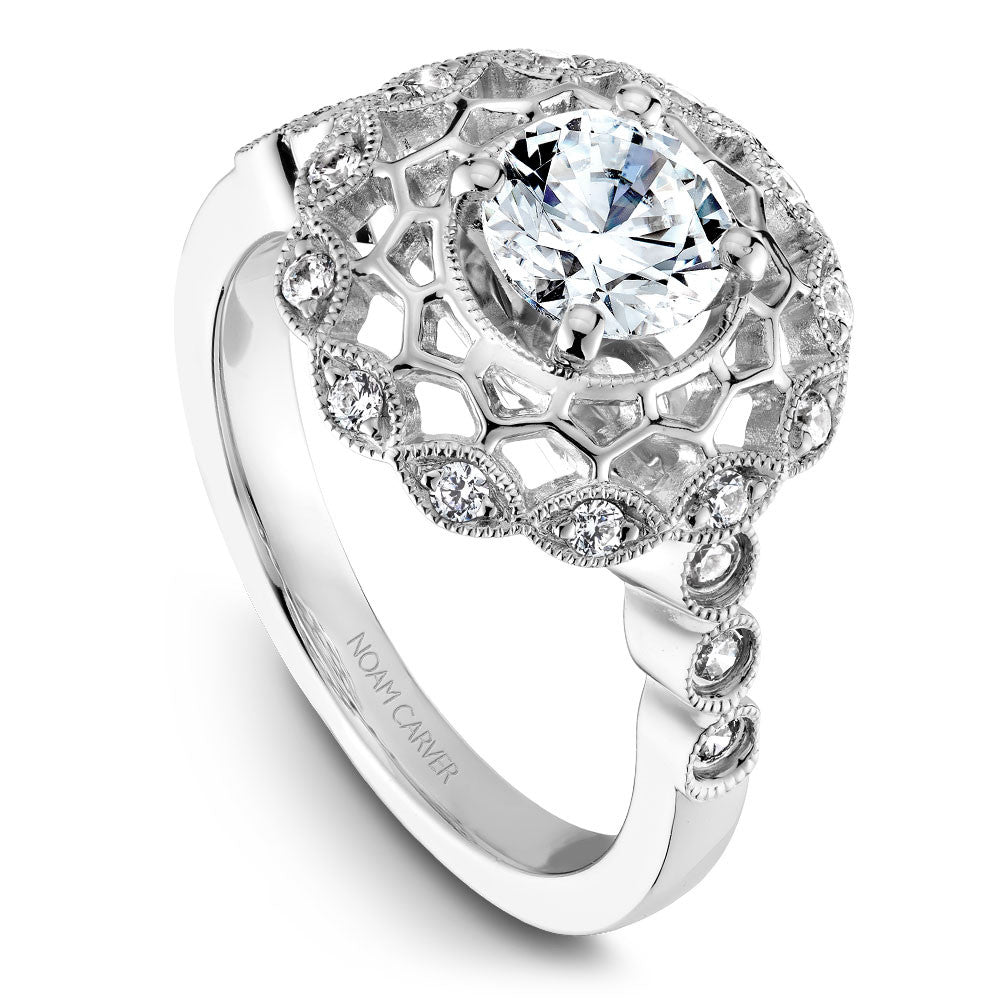 Noam Carver Vintage Inspired Diamond Halo Engagement Ring B068-01A