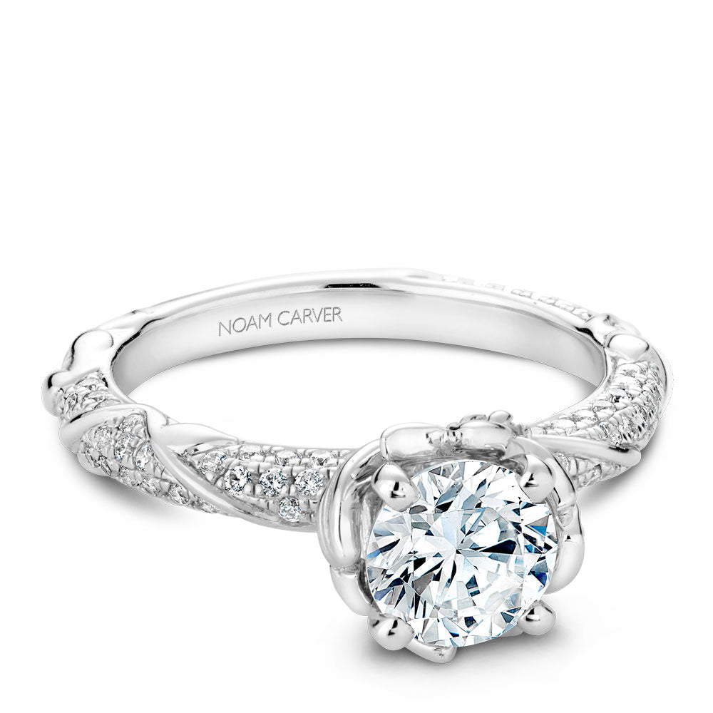 Noam Carver Rollover Diamond Engagement Ring with Floral Diamond Detail Setting B081-02A