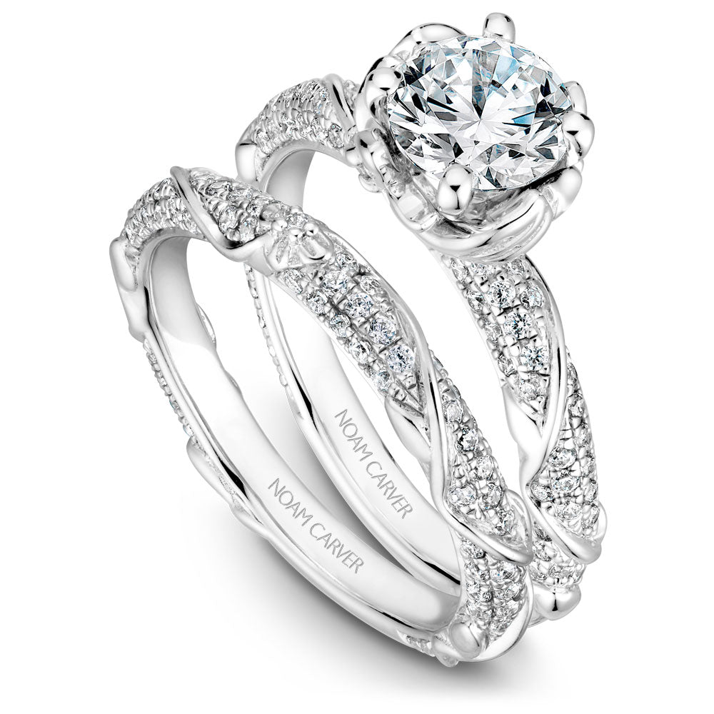 Noam Carver Rollover Diamond Engagement Ring with Floral Diamond Detail Setting B081-02A