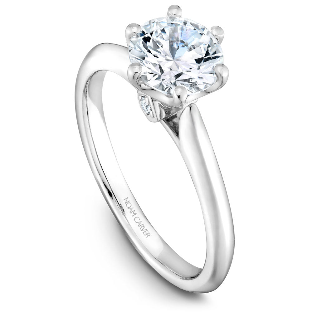 Noam Carver Classic Solitaire Engagement Ring with Diamond Detail Setting B143-17A