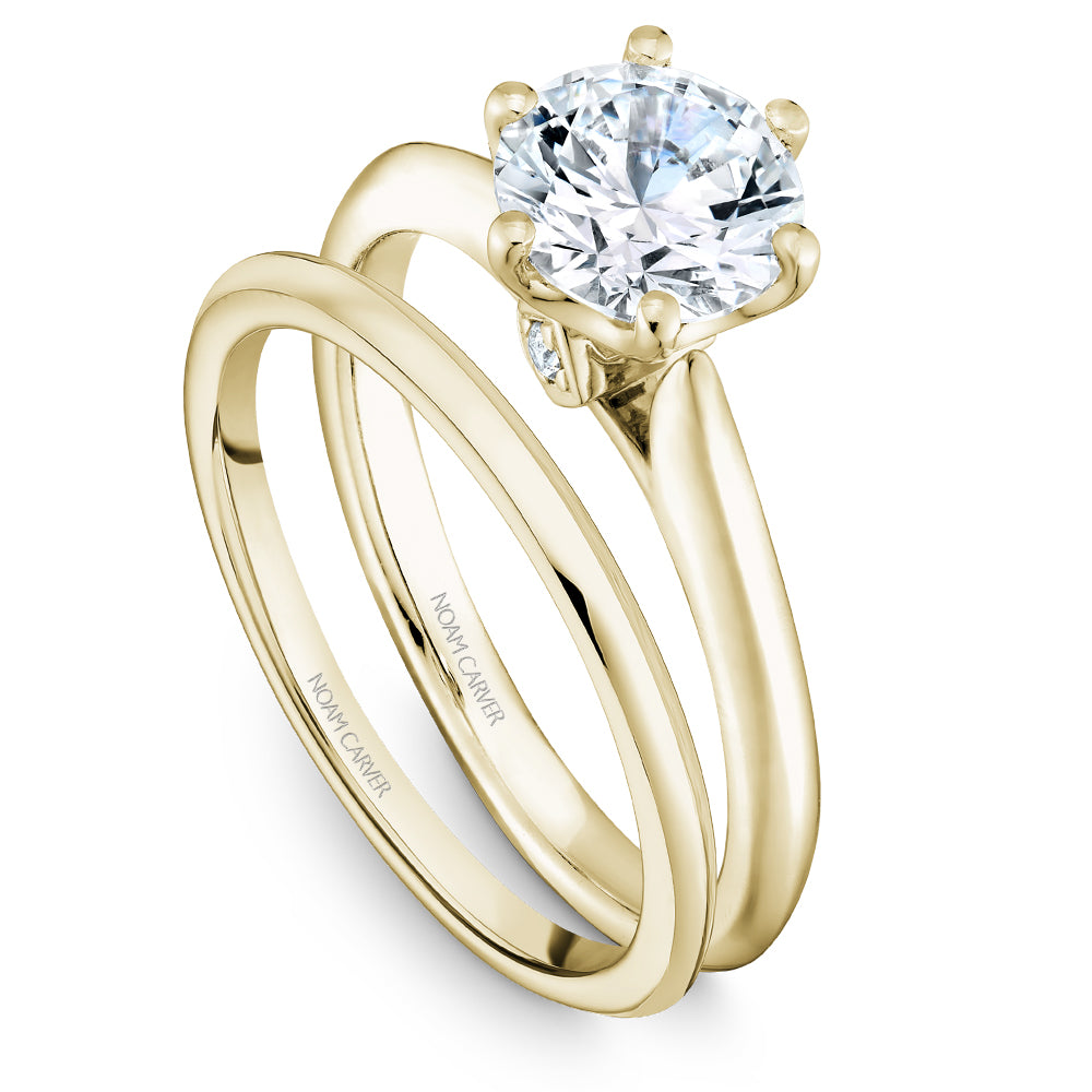 Noam Carver Classic Solitaire Engagement Ring with Diamond Detail Setting B143-17A