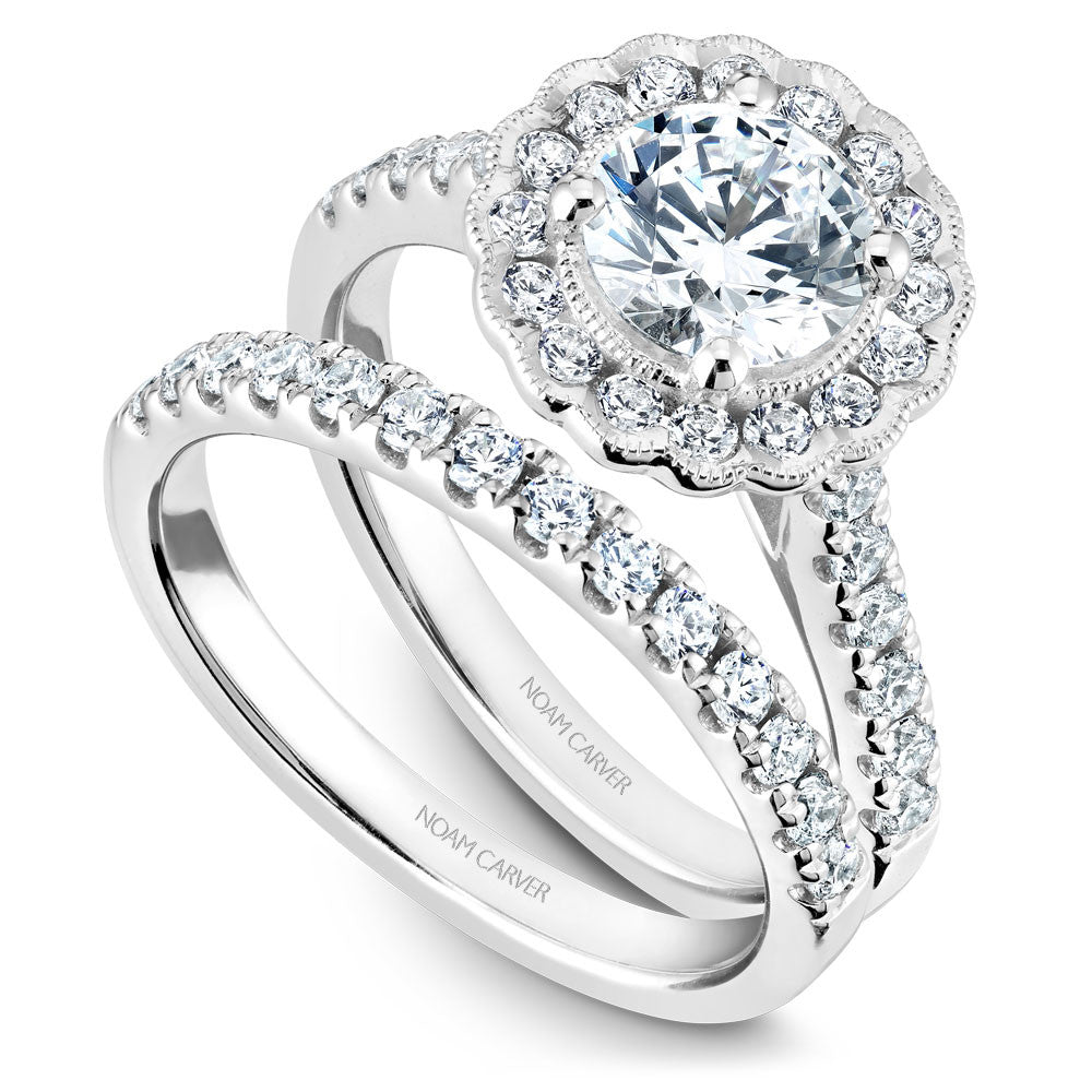 Noam Carver Diamond Engagement Ring with Floral Diamond Halo B150-01A