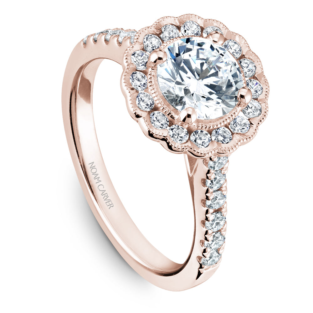 Noam Carver Diamond Engagement Ring with Floral Diamond Halo B150-01A