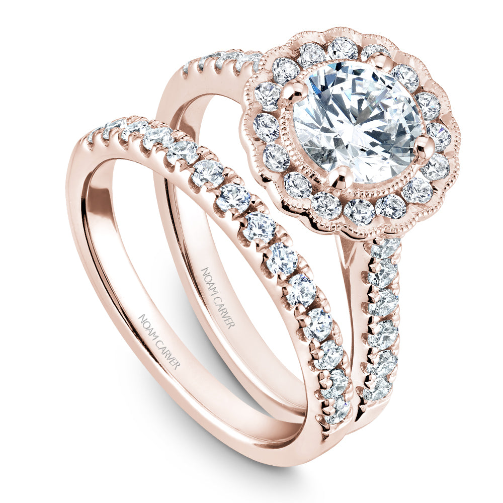 Noam Carver Diamond Engagement Ring with Floral Diamond Halo B150-01A