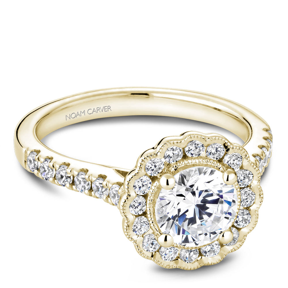 Noam Carver Diamond Engagement Ring with Floral Diamond Halo B150-01A