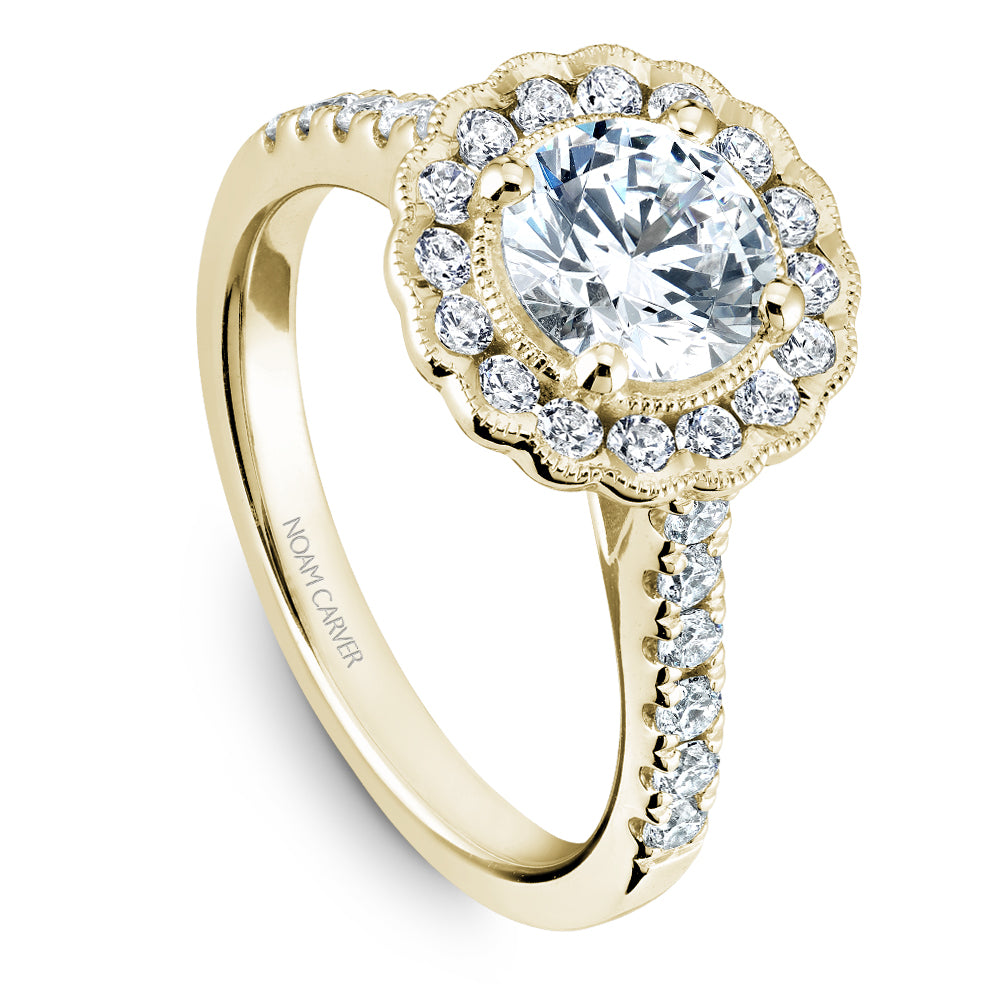 Noam Carver Diamond Engagement Ring with Floral Diamond Halo B150-01A