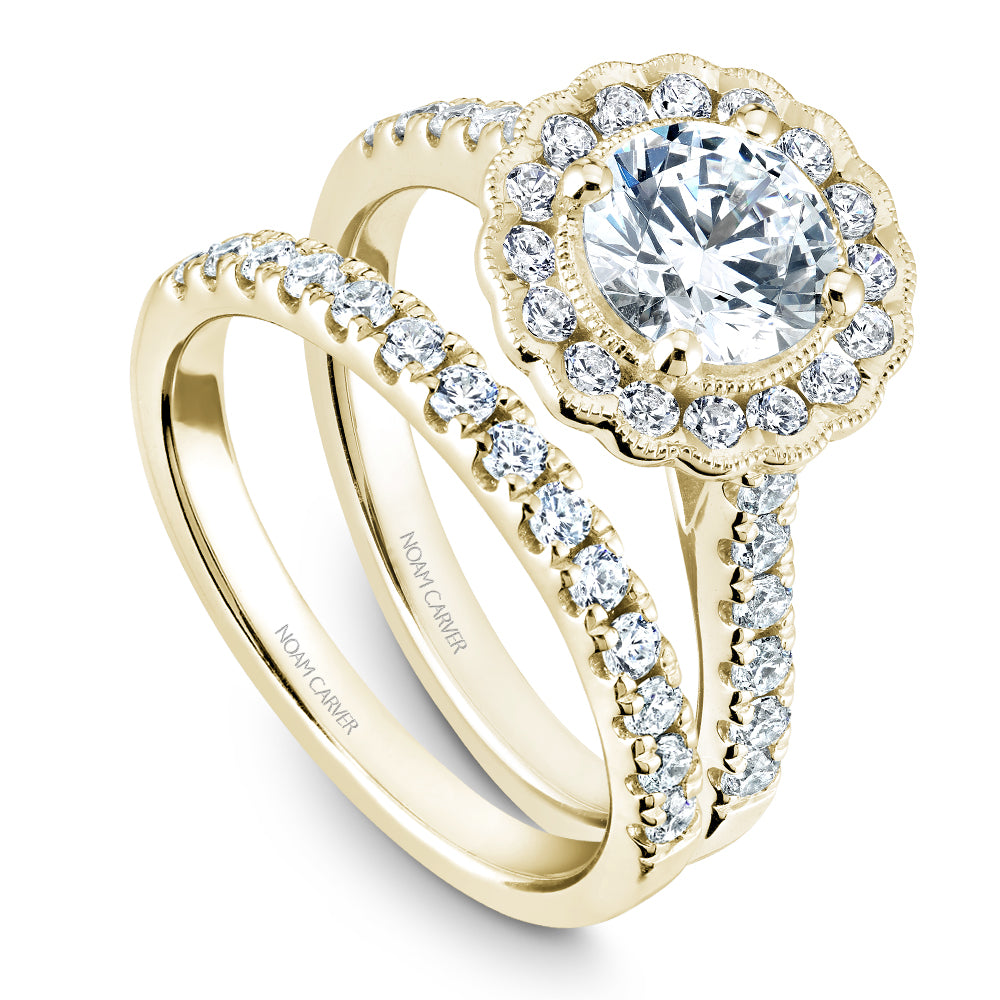 Noam Carver Diamond Engagement Ring with Floral Diamond Halo B150-01A