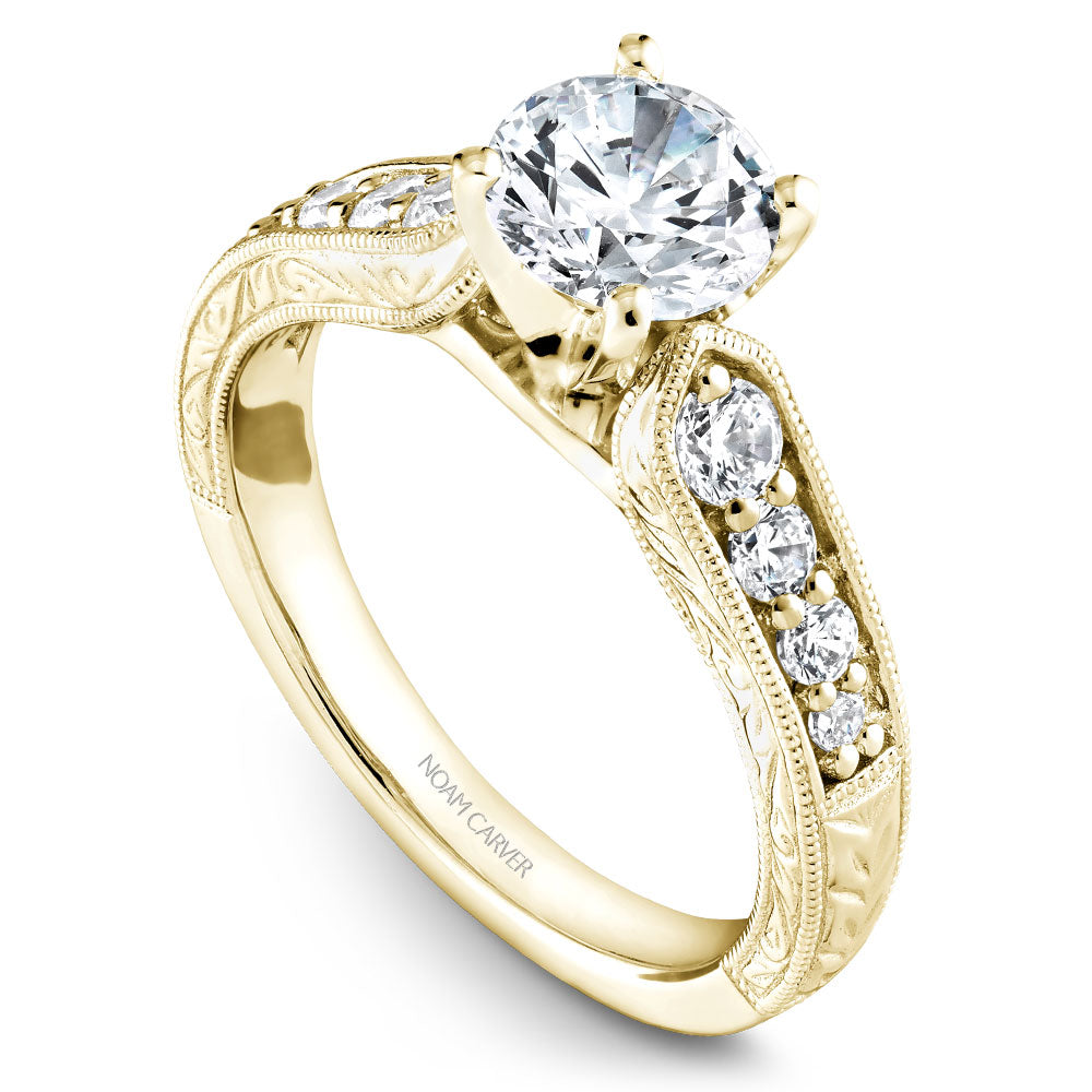 Noam Carver Carved Detail Prong Set Diamond Engagement Ring B174-01A