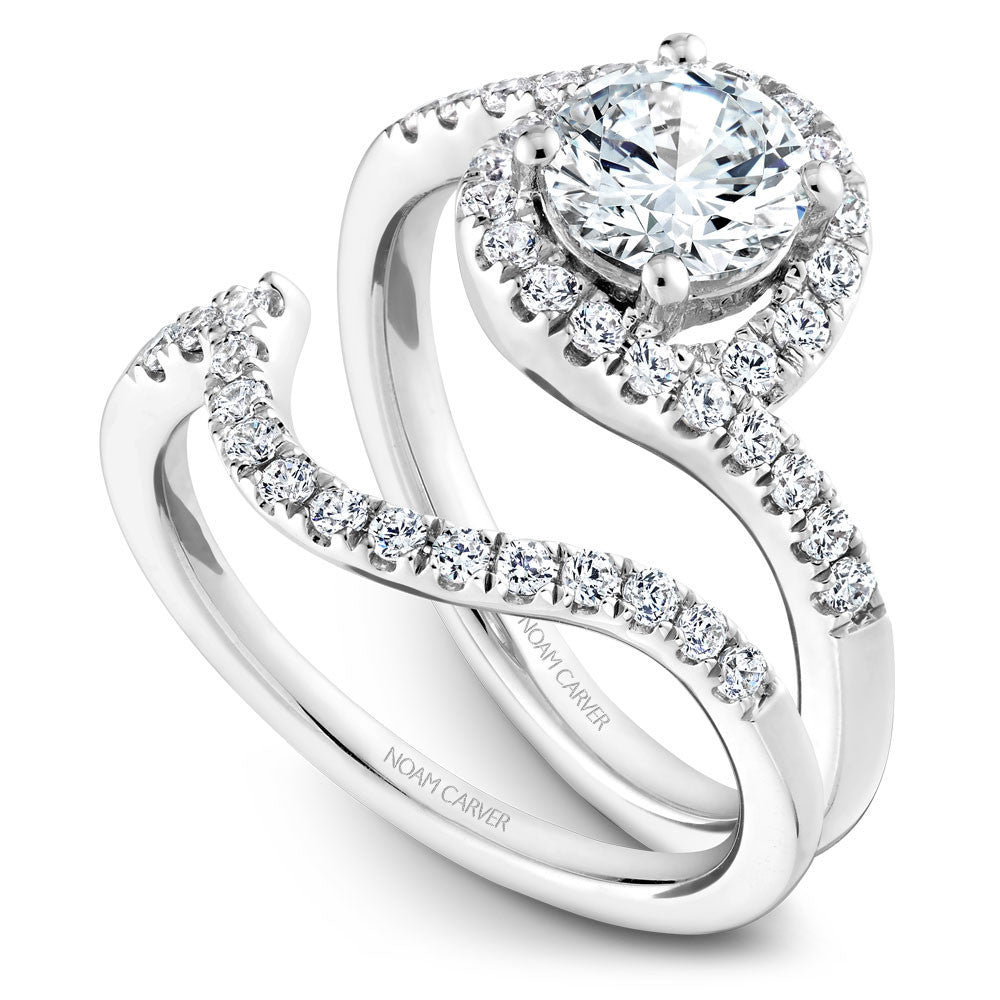 Noam Carver Curved Halo Diamond Engagement Ring B186-01A