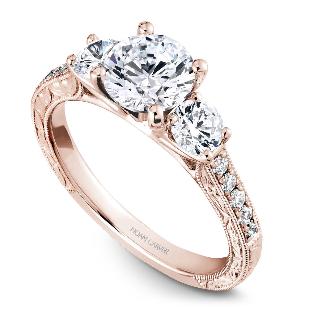 Noam Carver Hand Engraved Three Stone Diamond Engagement Ring B206-01A