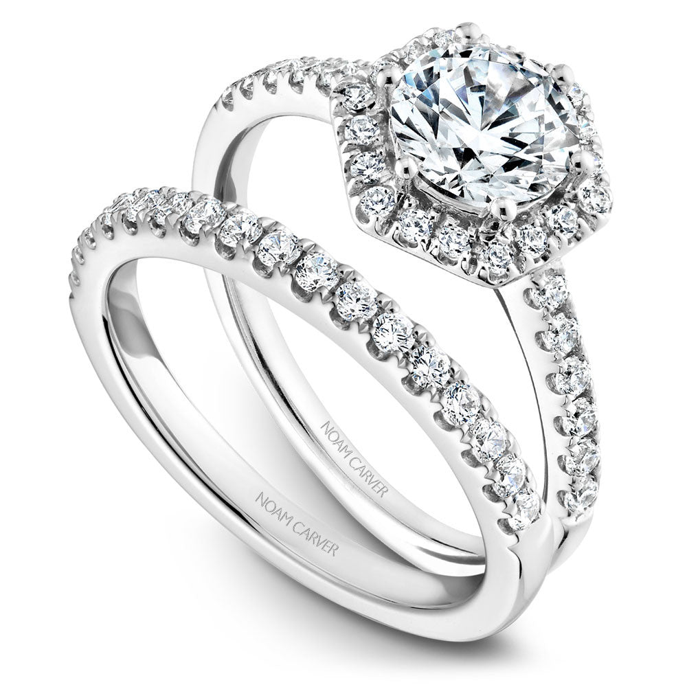 Noam Carver Hexagon Halo Diamond Engagement Ring B214-01A