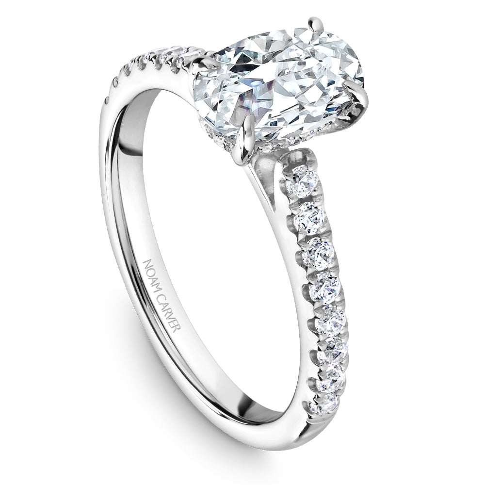 Noam Carver Oval Center Diamond Engagement Ring with Diamond Peek-A-Boo Halo B238-02A