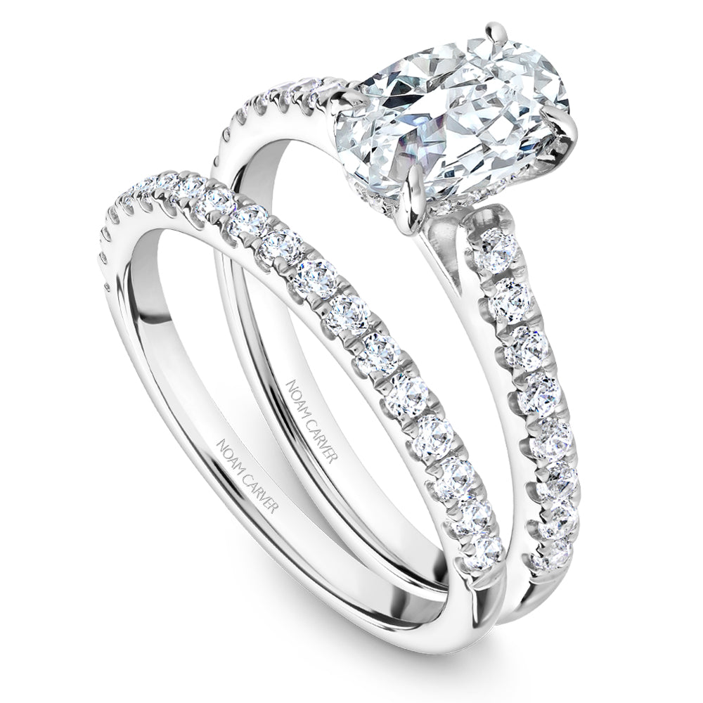 Noam Carver Oval Center Diamond Engagement Ring with Diamond Peek-A-Boo Halo B238-02A