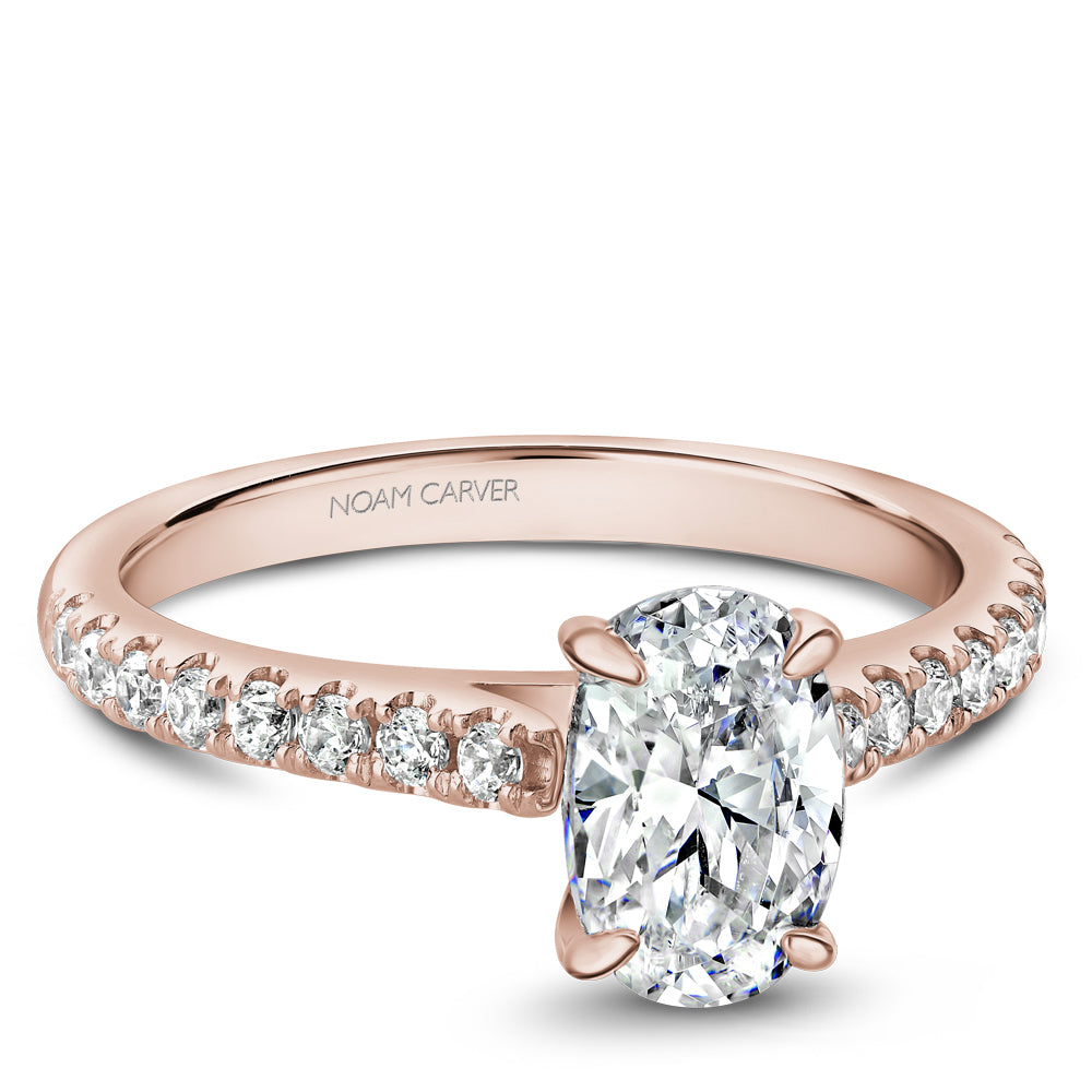Noam Carver Oval Center Diamond Engagement Ring with Diamond Peek-A-Boo Halo B238-02A