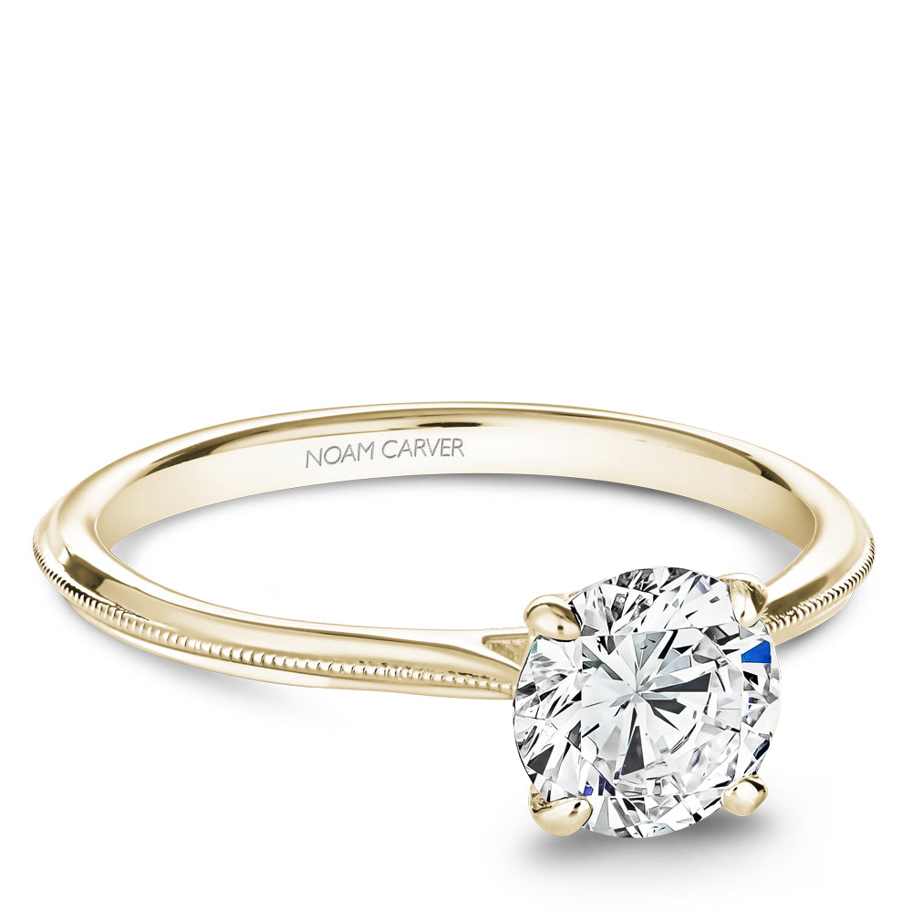 Noam Carver Classic Solitaire with Milgrain Accent Engagement Ring B247-01A