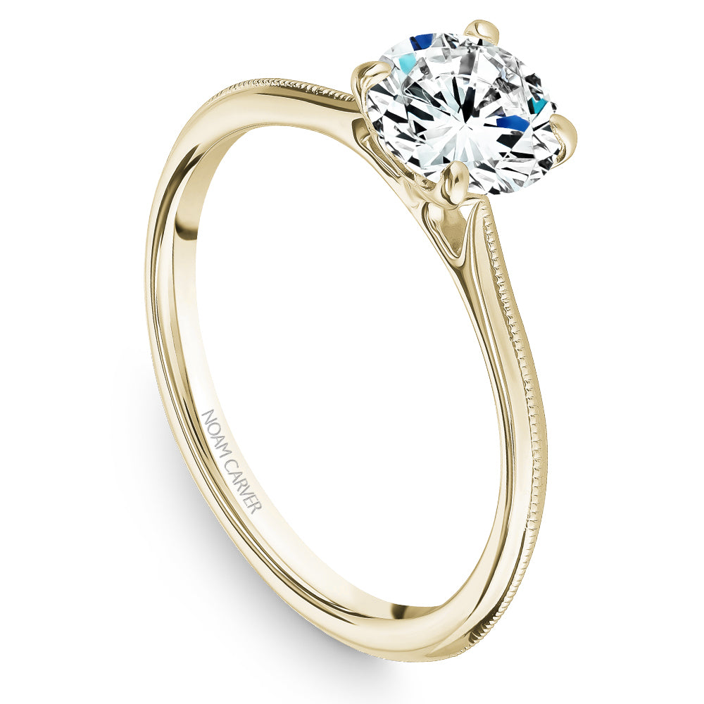 Noam Carver Classic Solitaire with Milgrain Accent Engagement Ring B247-01A