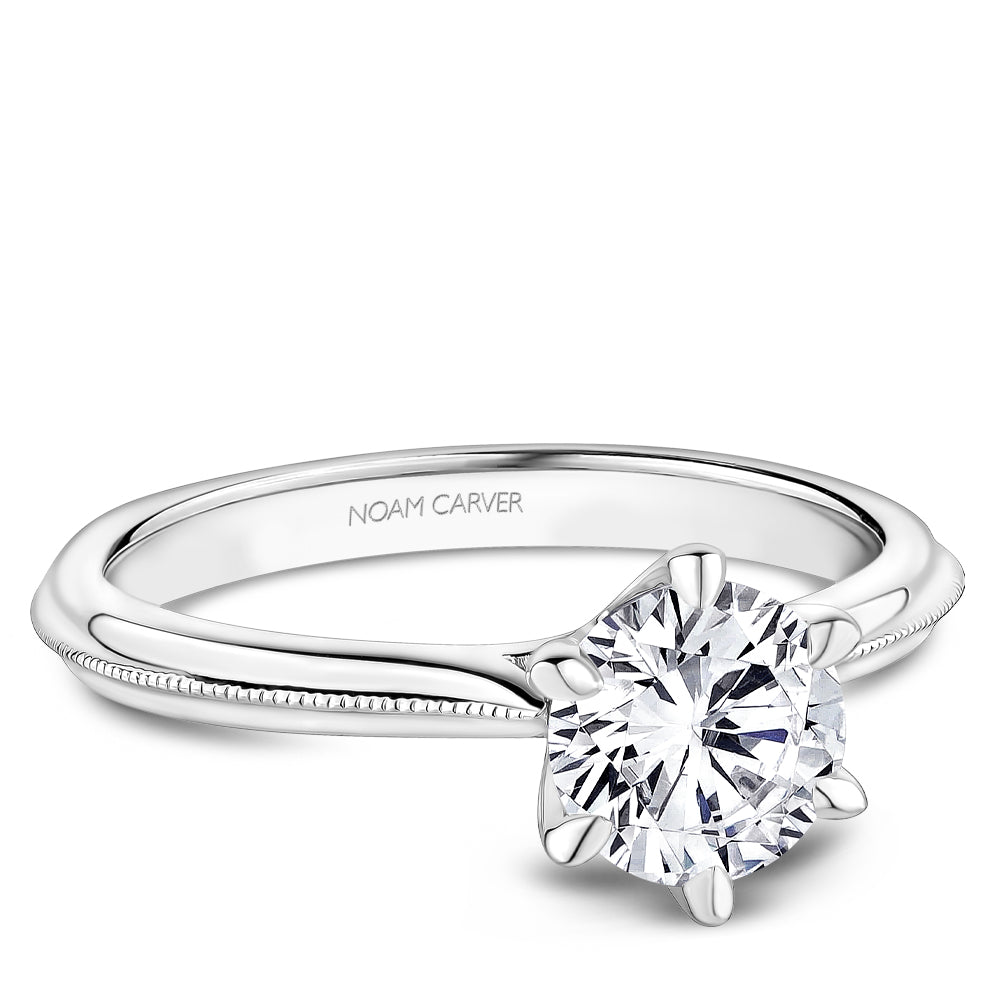Noam Carver Classic Solitaire with Milgrain Accent Engagement Ring B247-04A