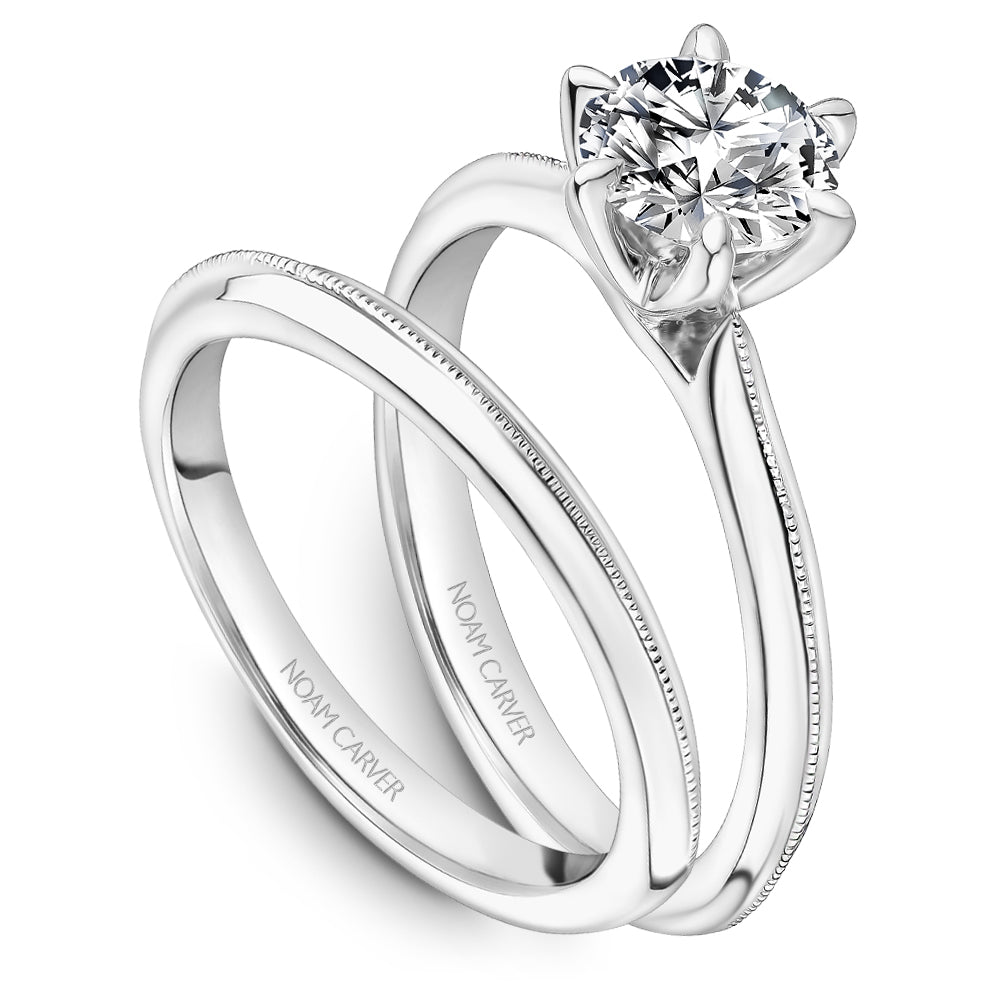 Noam Carver Classic Solitaire with Milgrain Accent Engagement Ring B247-04A