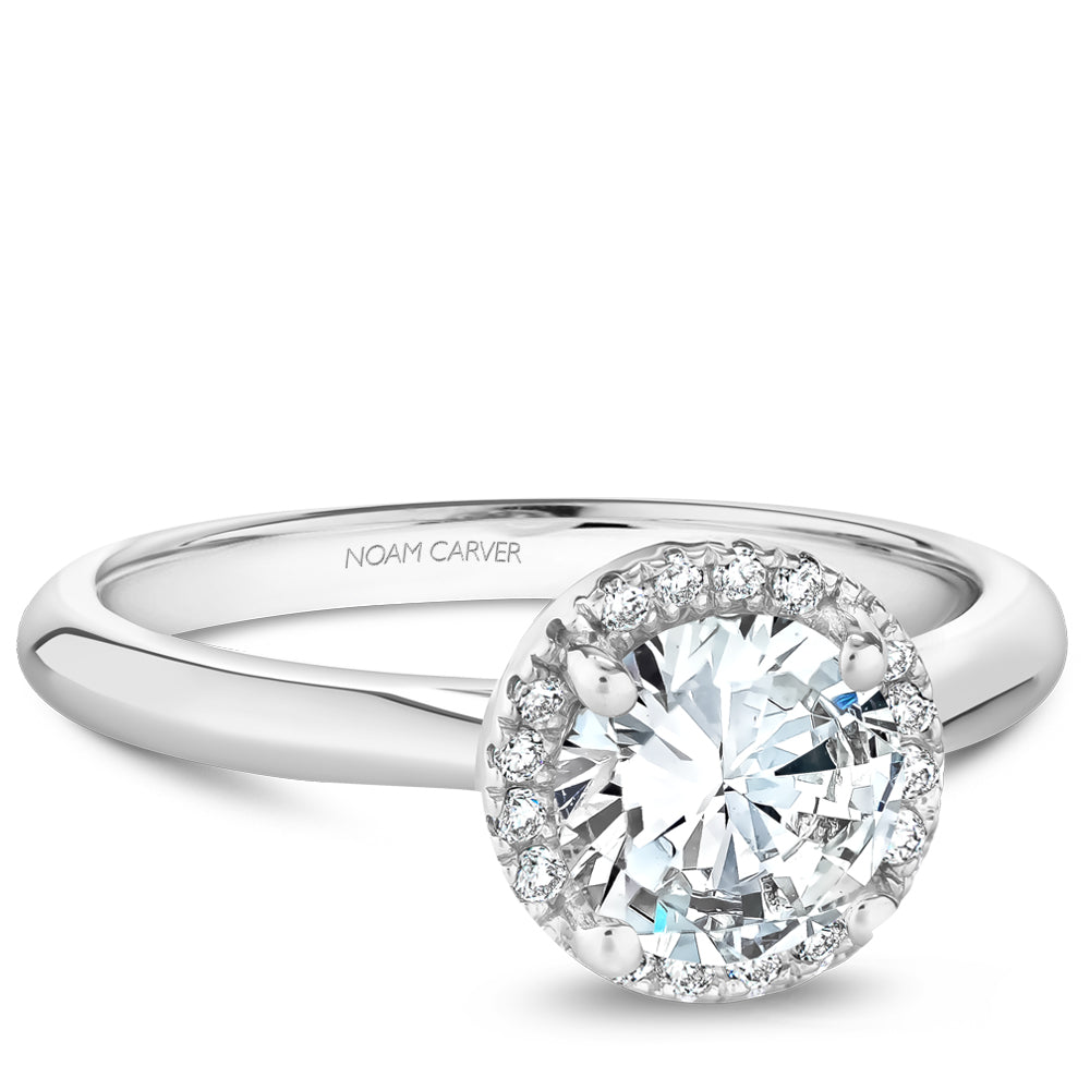 Noam Carver Petite Diamond Halo Solitaire Engagement Ring B260-01A