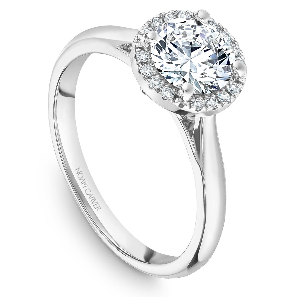 Noam Carver Petite Diamond Halo Solitaire Engagement Ring B260-01A
