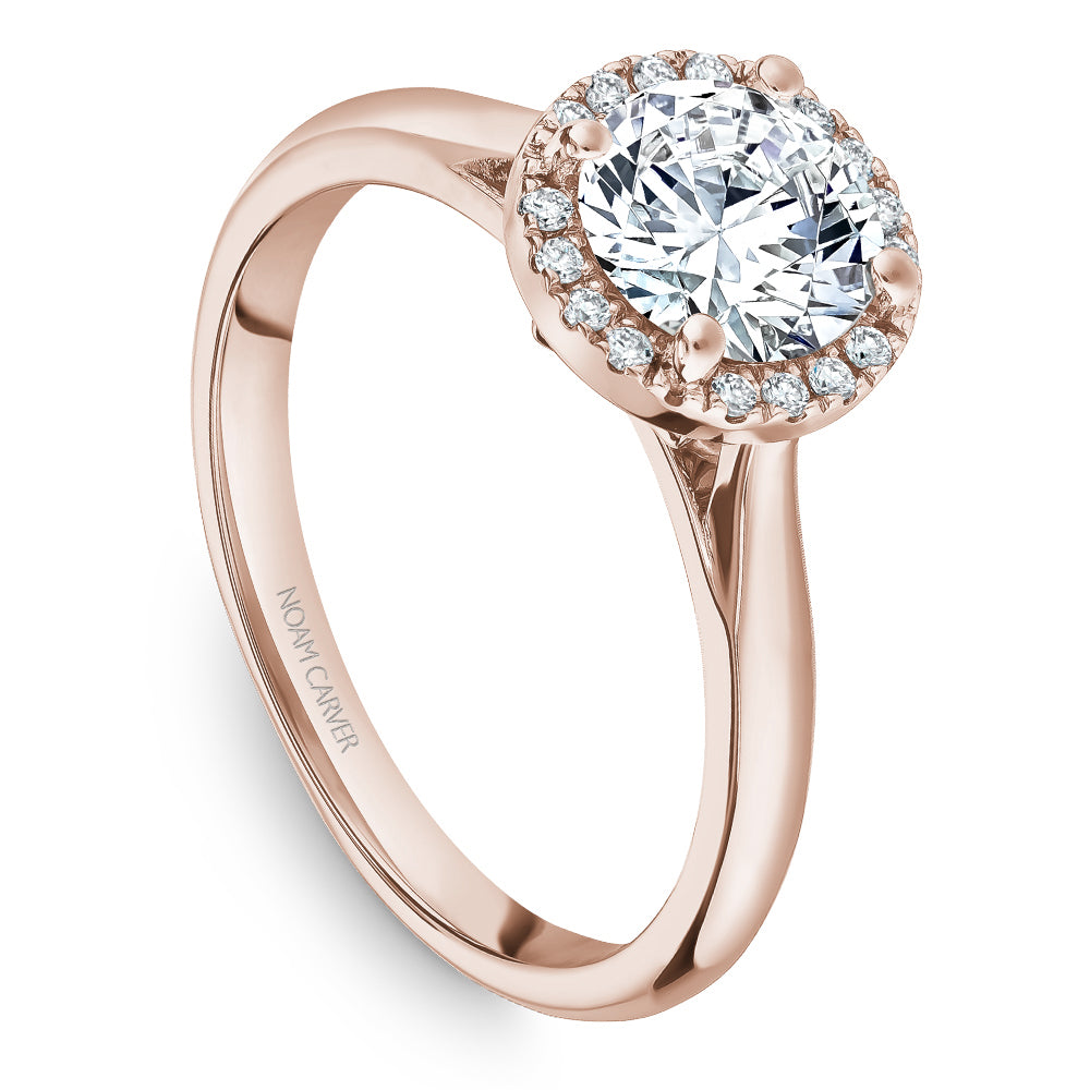 Noam Carver Petite Diamond Halo Solitaire Engagement Ring B260-01A