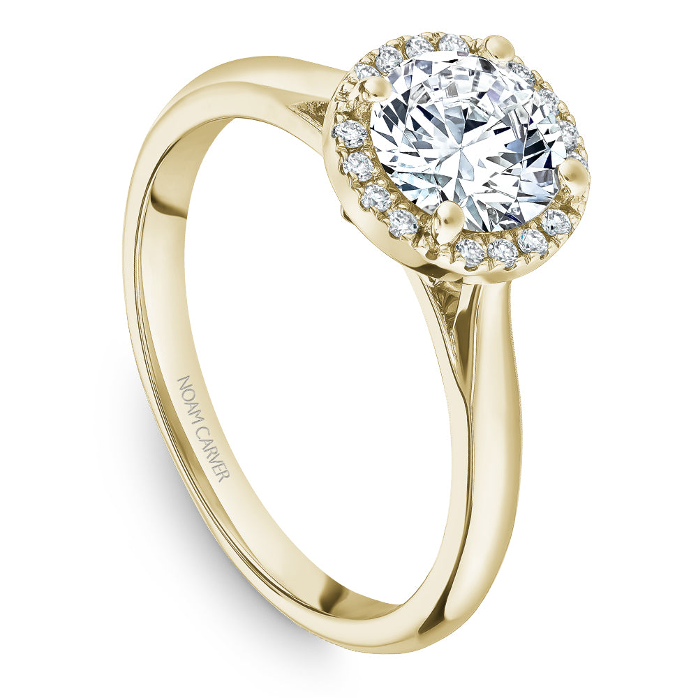 Noam Carver Petite Diamond Halo Solitaire Engagement Ring B260-01A
