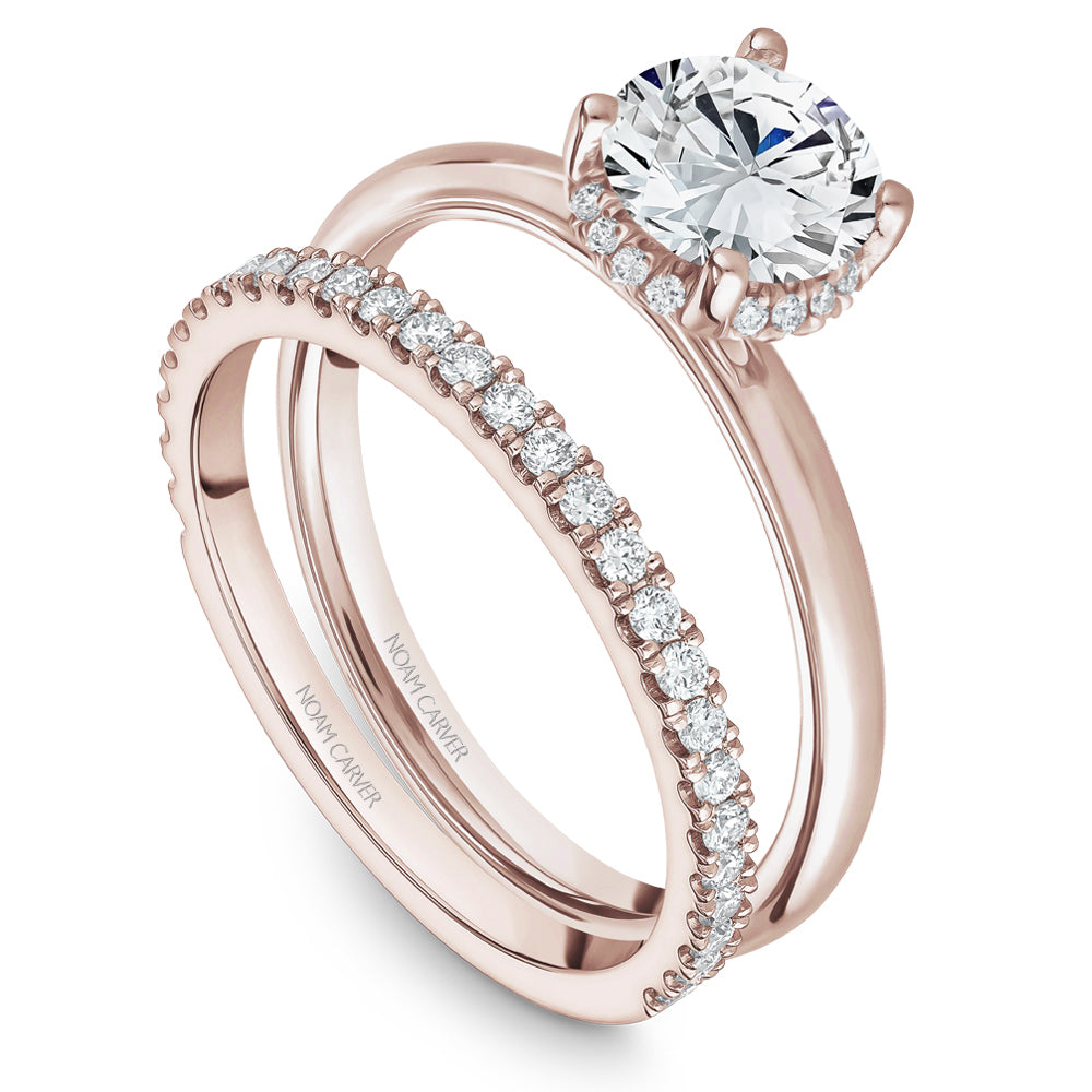 Noam Carver Diamond Rollover Halo Solitaire Engagement Ring B263-02A