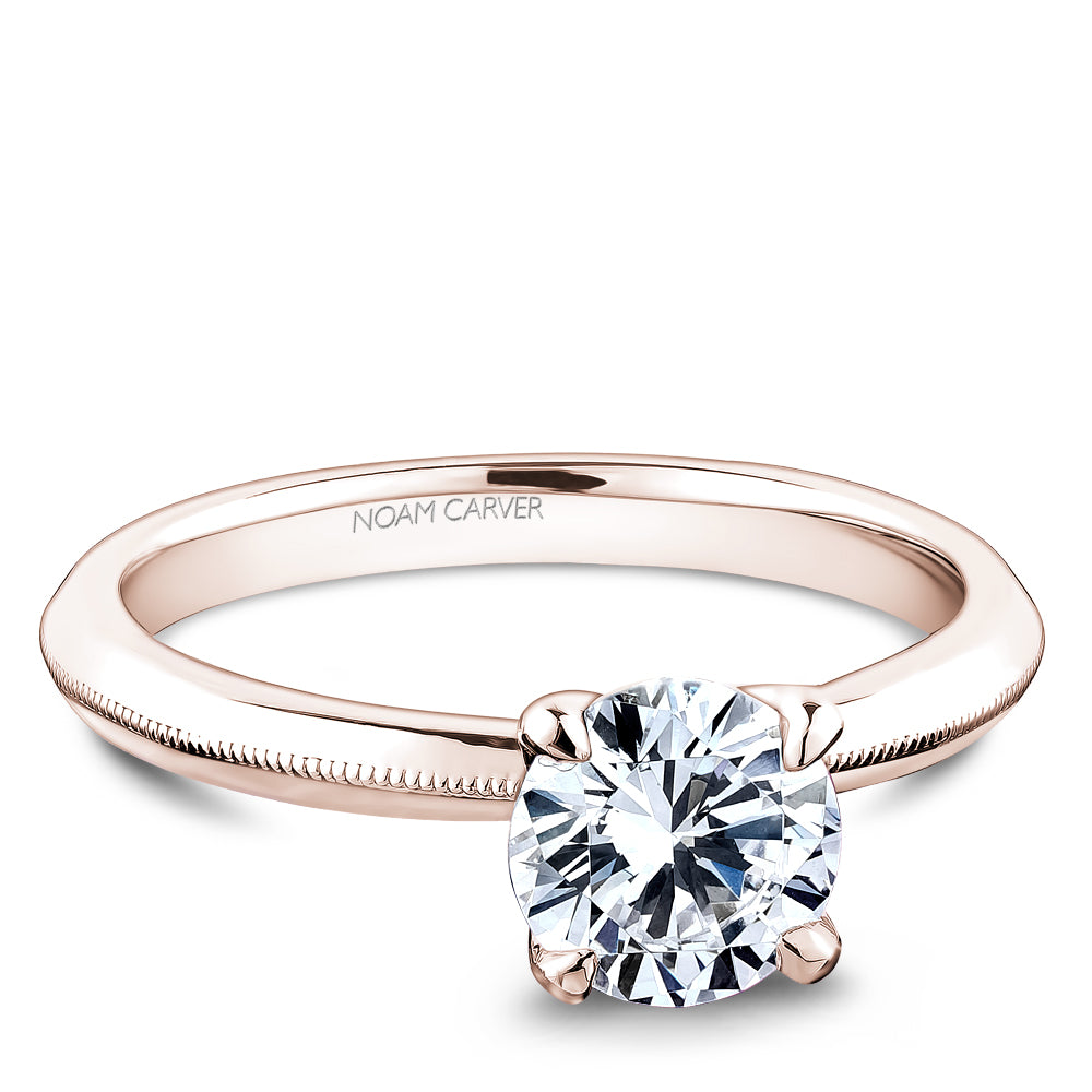 Noam Carver Solitaire Engagement Ring with Diamond Collar Detail B342-01A