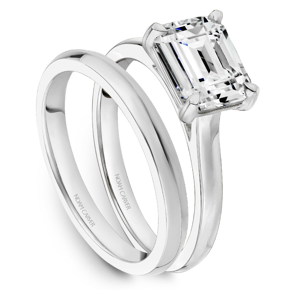 Noam Carver East West Emerald Solitaire Engagement Ring B353-02A