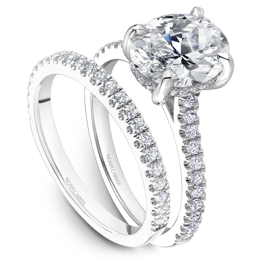 Noam Carver Oval Center Diamond Engagement Ring with Diamond Peek-A-Boo Halo B354-01A