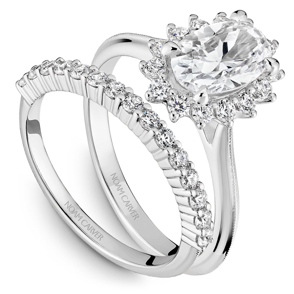 Noam Carver Oval Diamond Starburst Halo Solitaire Engagement Ring B367-01A