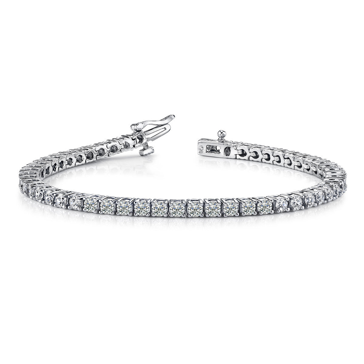 18ct White Gold Round Brilliant Cut 8 Carat tw Tennis Bracelet –  Mazzucchelli's