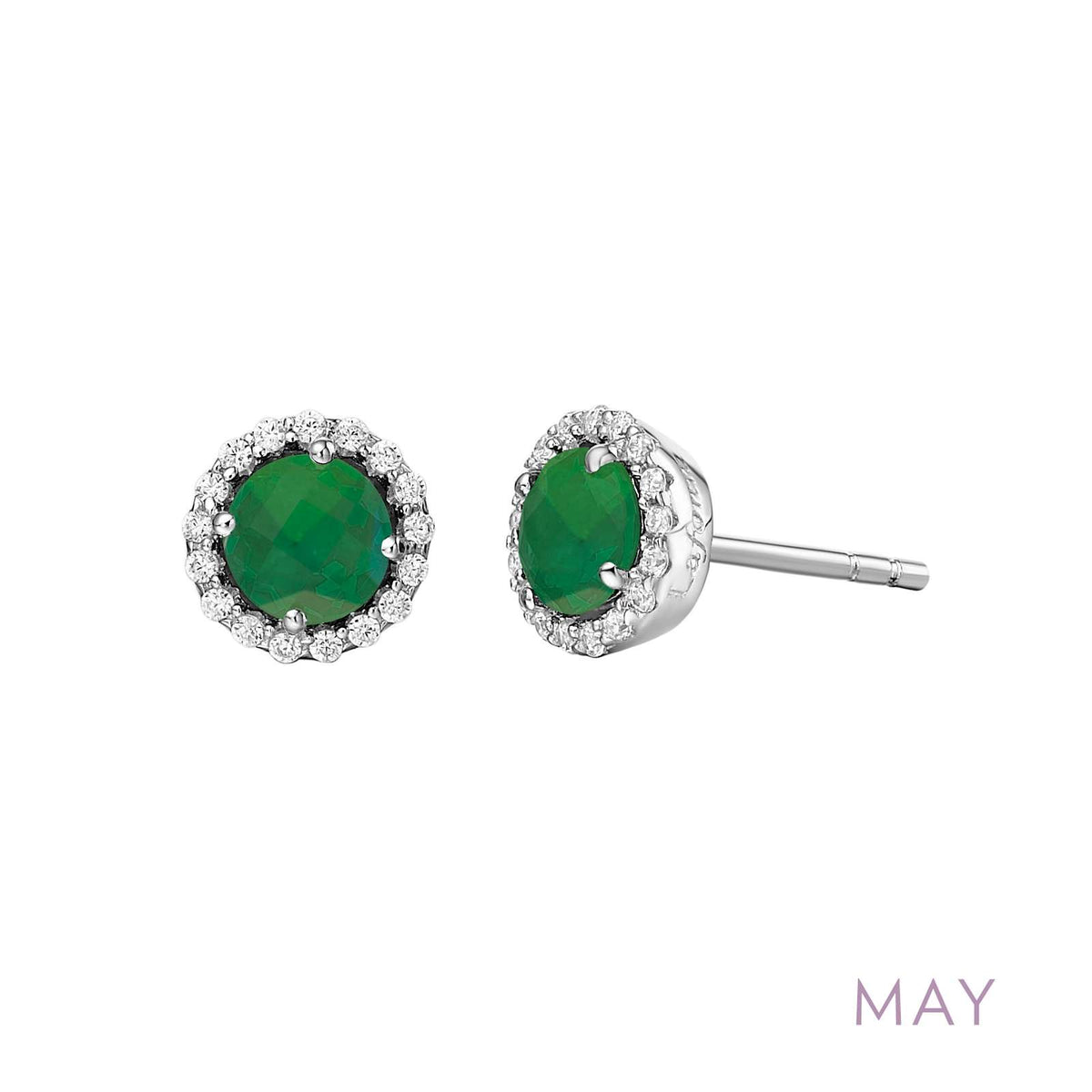 Lafonn Simulated Diamond &amp; Emerald Birthstone Earrings - May BE001EMP