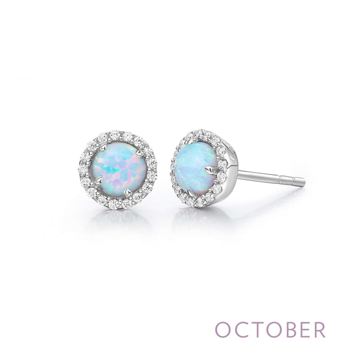 Lafonn Simulated Diamond &amp; Opal Birthstone Earrings - October BE001OPP