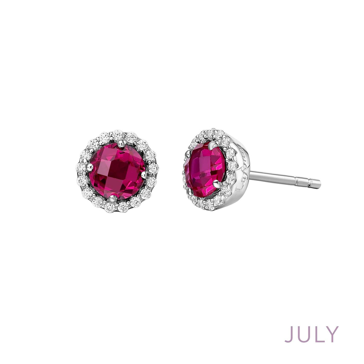 Lafonn Simulated Diamond &amp; Ruby Birthstone Earrings - July BE001RBP