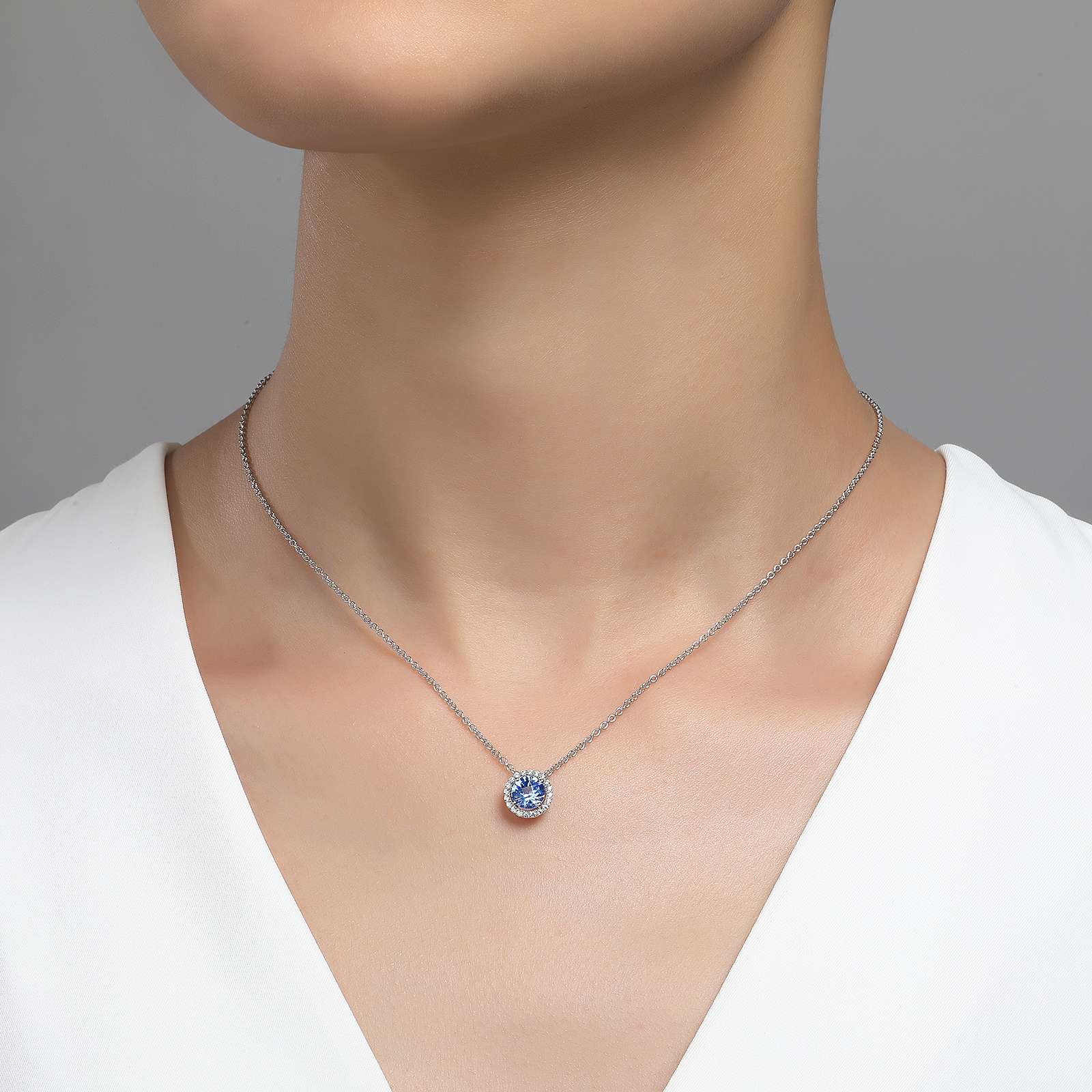 Lafonn Simulated Diamond & Aquamarine Birthstone Necklace - March BN001AQP