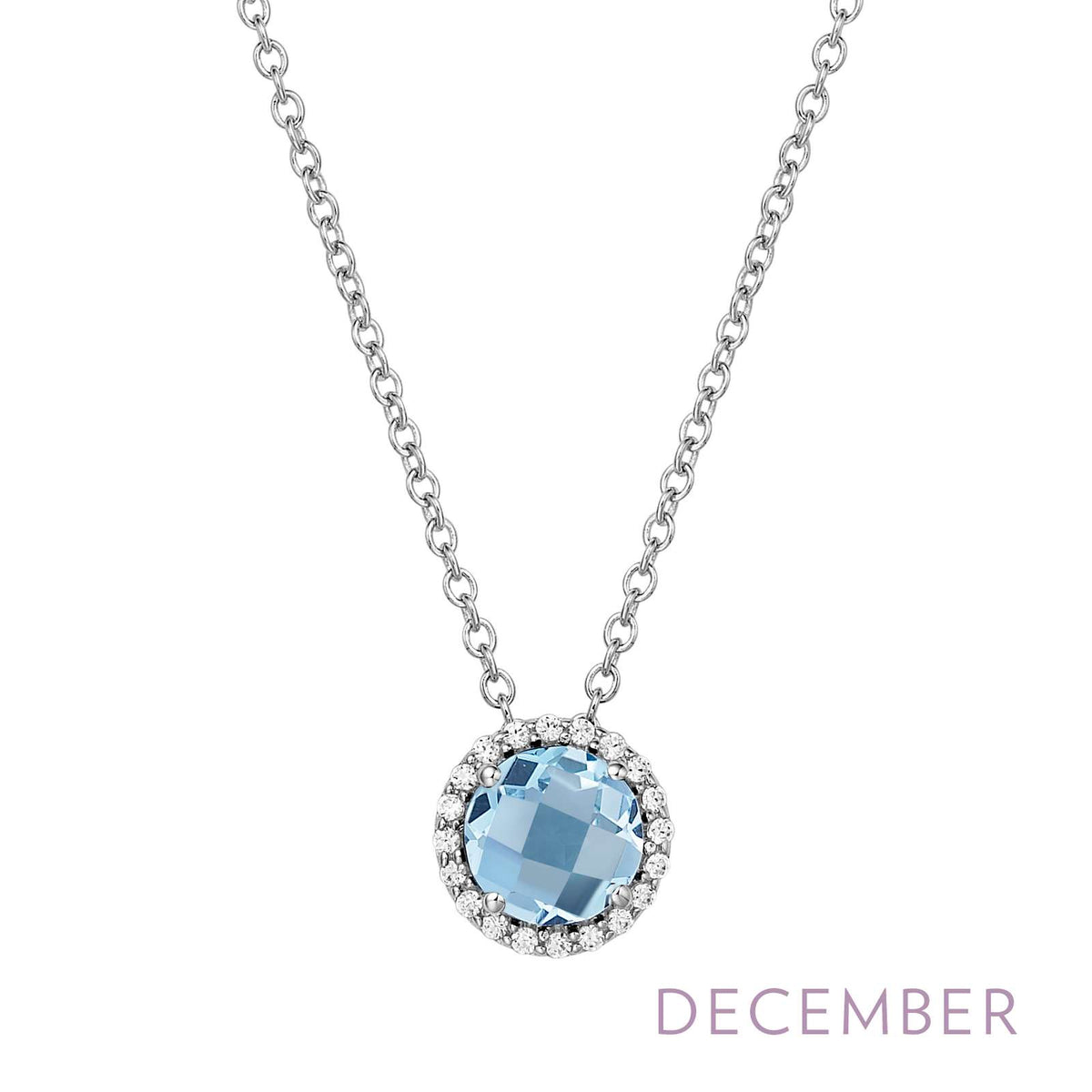 Lafonn Simulated Diamond &amp; Genuine Blue Topaz Birthstone Necklace - December BN001BTP