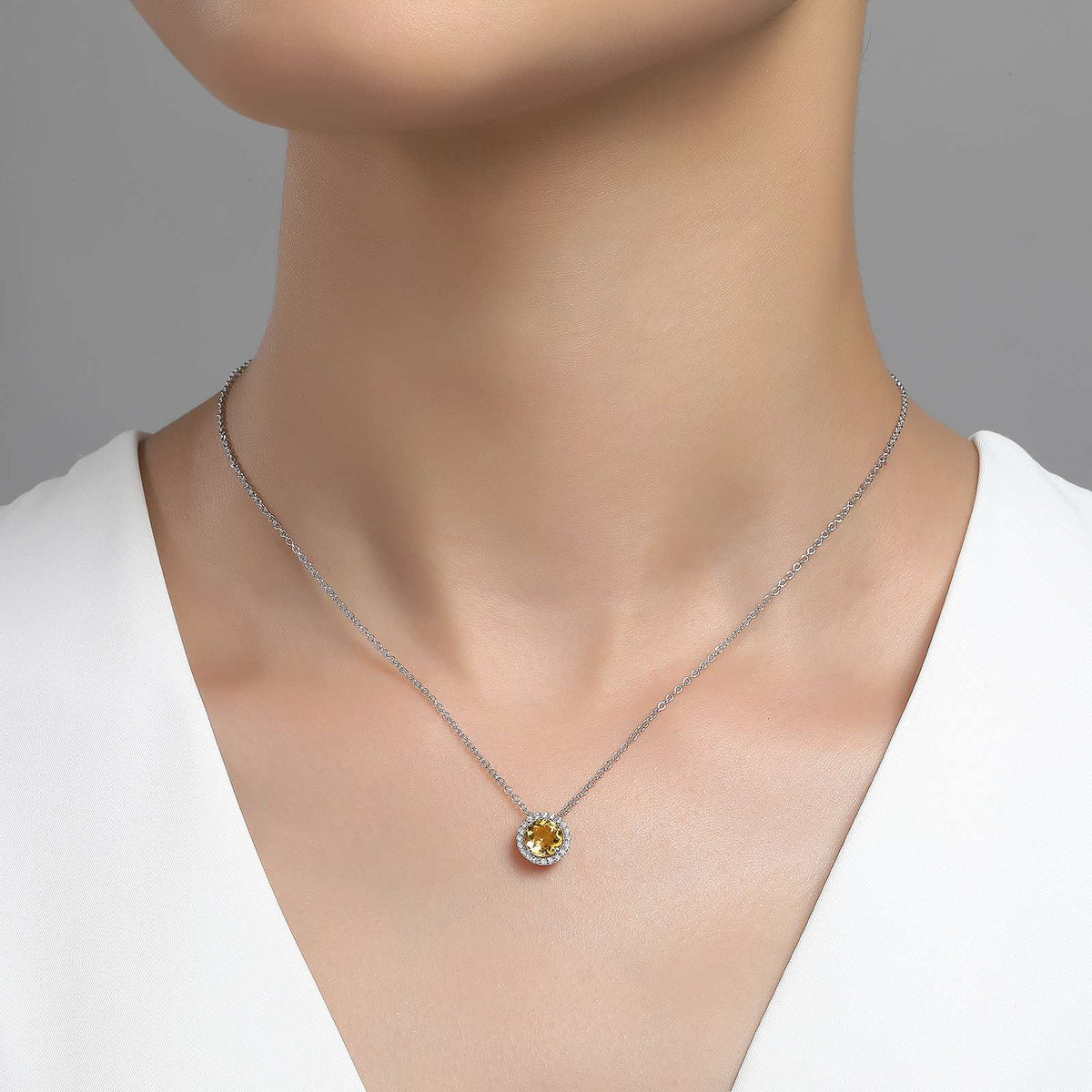 Lafonn Simulated Diamond &amp; Genuine Citrine Birthstone Necklace - November BN001CTP