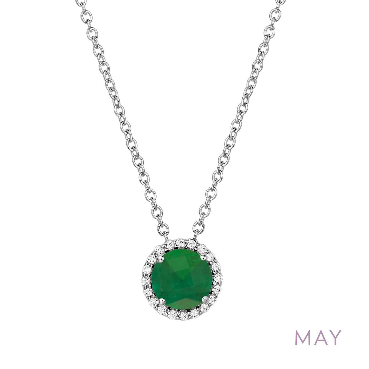 Lafonn Simulated Diamond &amp; Emerald Birthstone Necklace - May BN001EMP