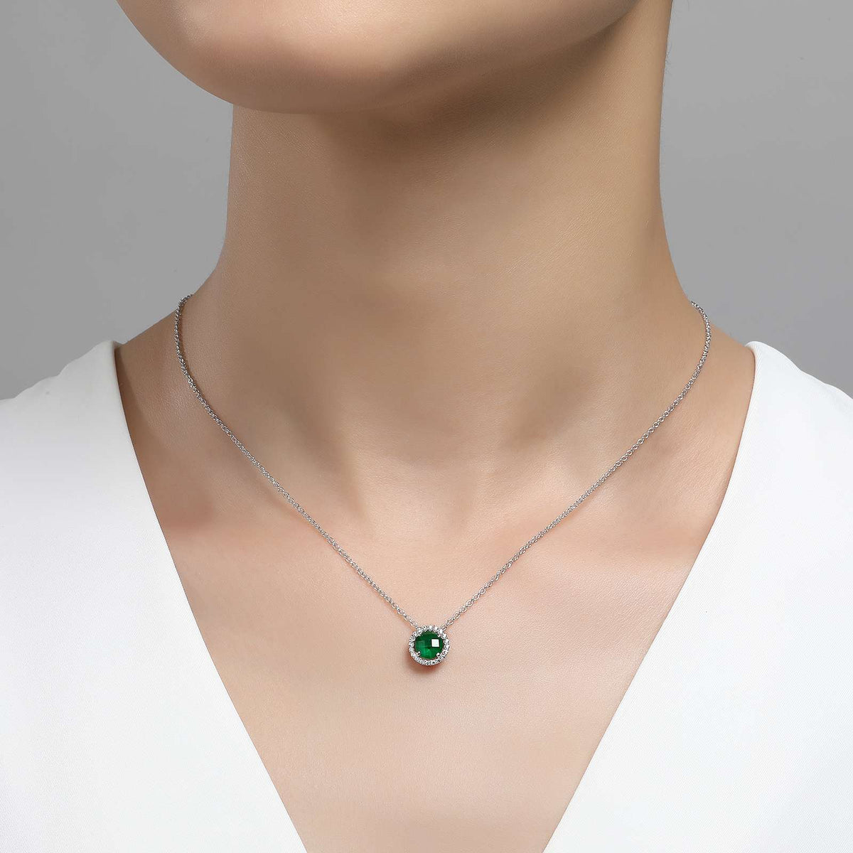 Lafonn Simulated Diamond &amp; Emerald Birthstone Necklace - May BN001EMP