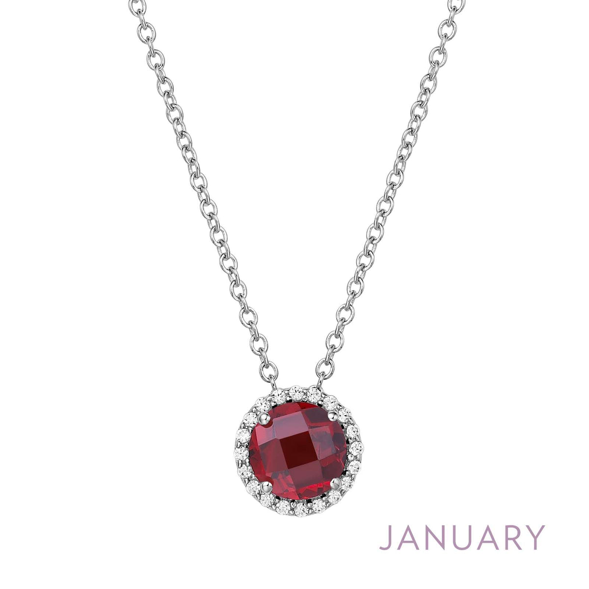 Lafonn Simulated Diamond &amp; Genuine Garnet Birthstone Necklace - January BN001GNP