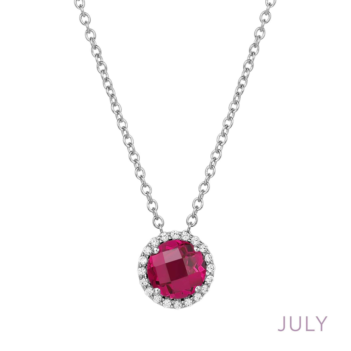 Lafonn Simulated Diamond &amp; Ruby Birthstone Necklace - July BN001RBP
