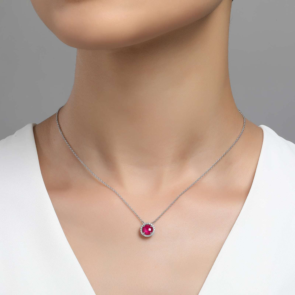 Lafonn Simulated Diamond & Ruby Birthstone Necklace - July BN001RBP