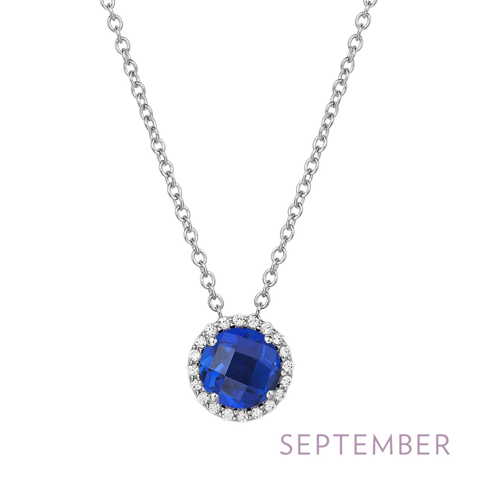 Lafonn Simulated Diamond & Blue Sapphire Birthstone Necklace - September BN001SAP