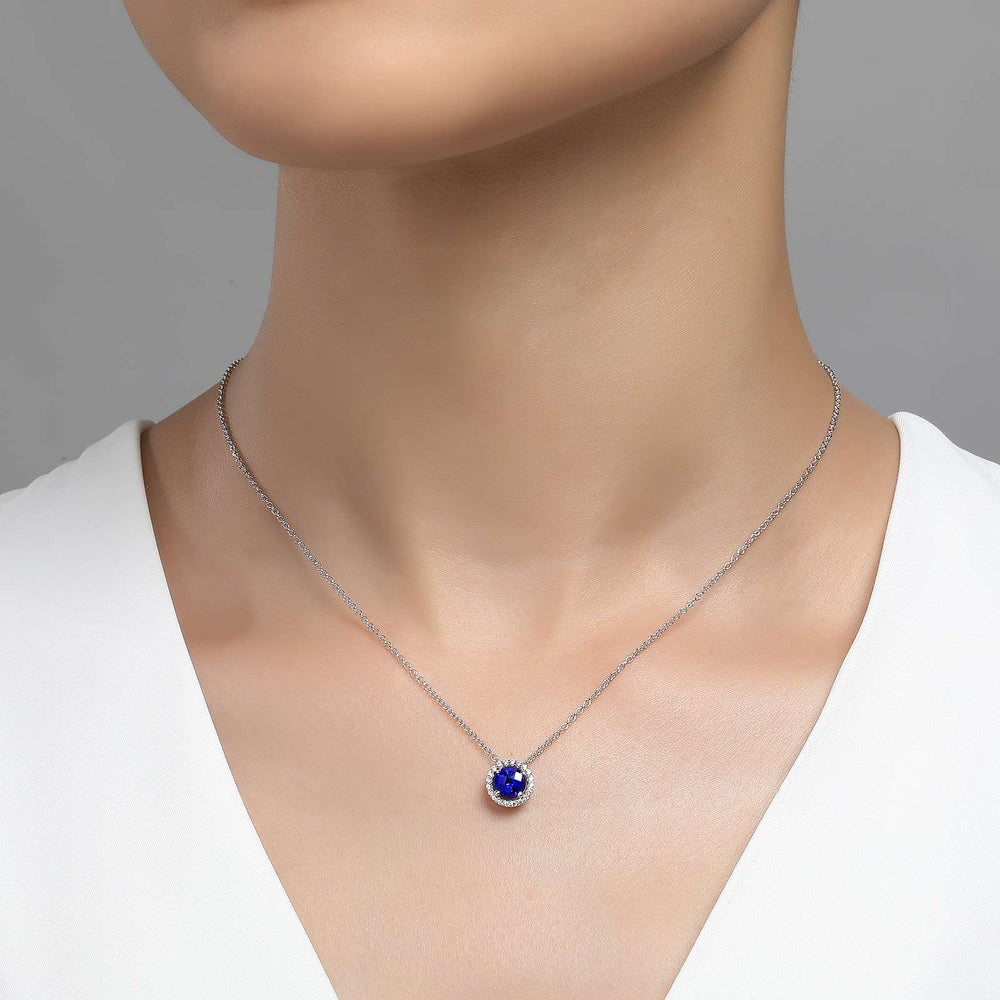 Lafonn Simulated Diamond & Blue Sapphire Birthstone Necklace - September BN001SAP