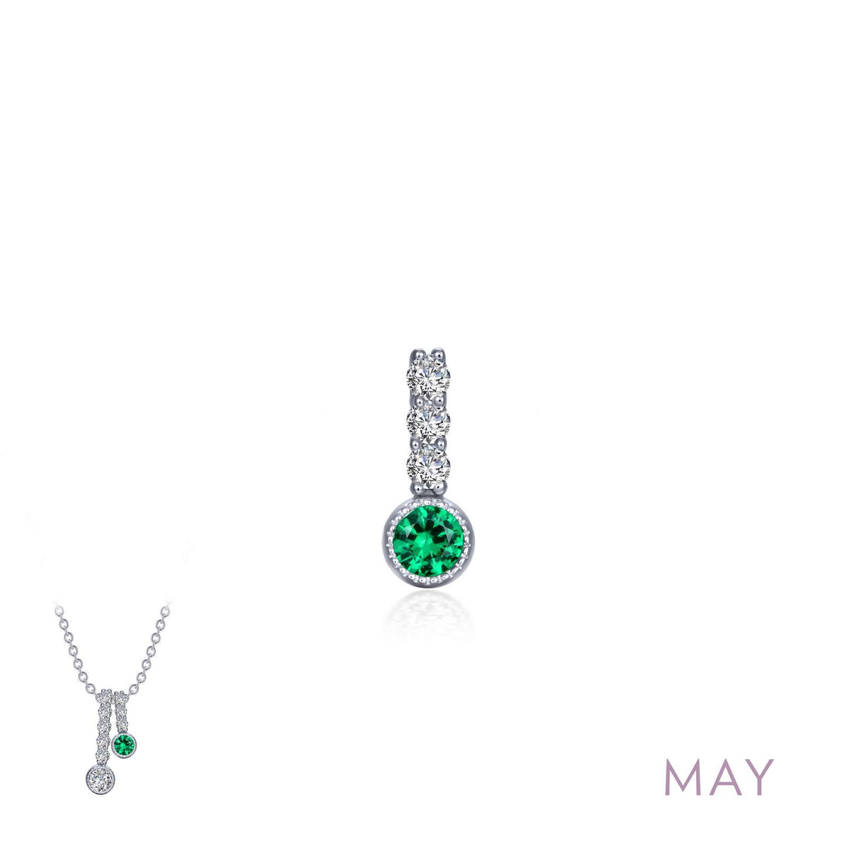 Lafonn May Birthstone Simulated Diamond &amp; Emerald Small Love Pendant BP002EMP